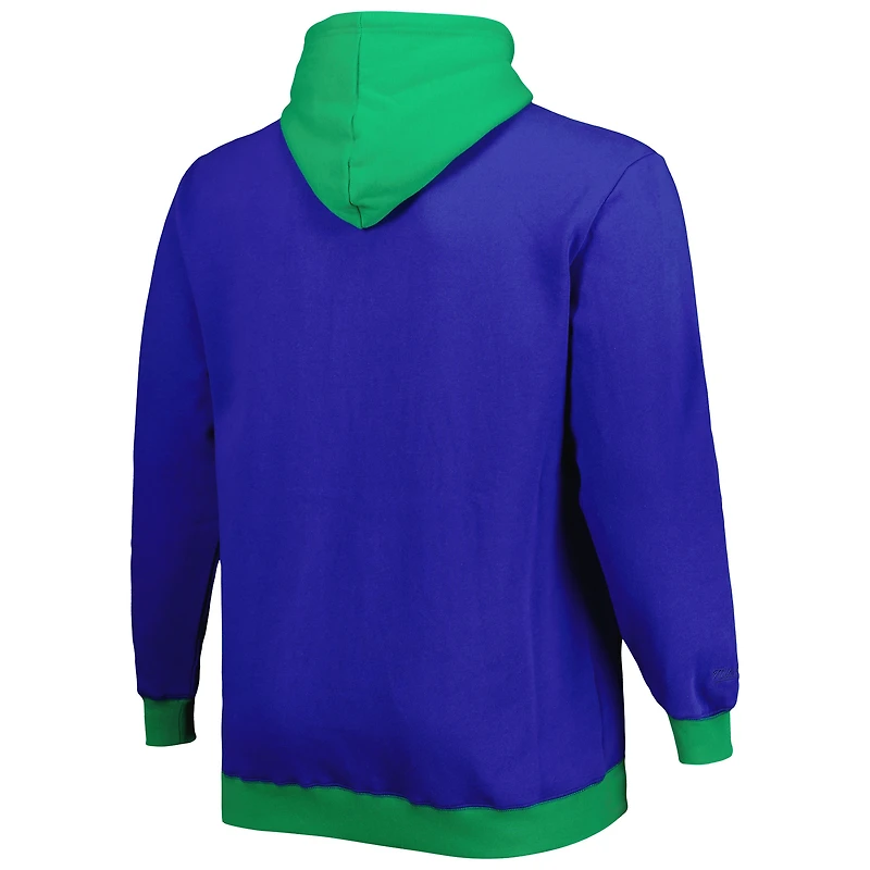 Men's Mitchell & Ness Royal/Green Seattle Seahawks Big Tall Face Pullover Hoodie