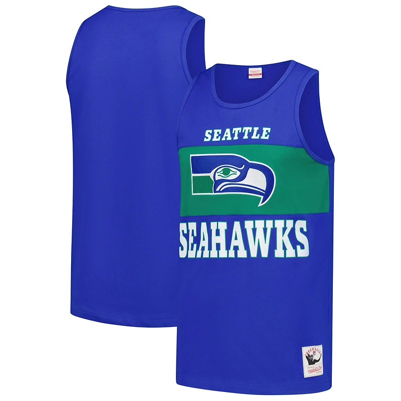 Men's Mitchell & Ness Royal Seattle Seahawks Retro Colorblock Tank Top
