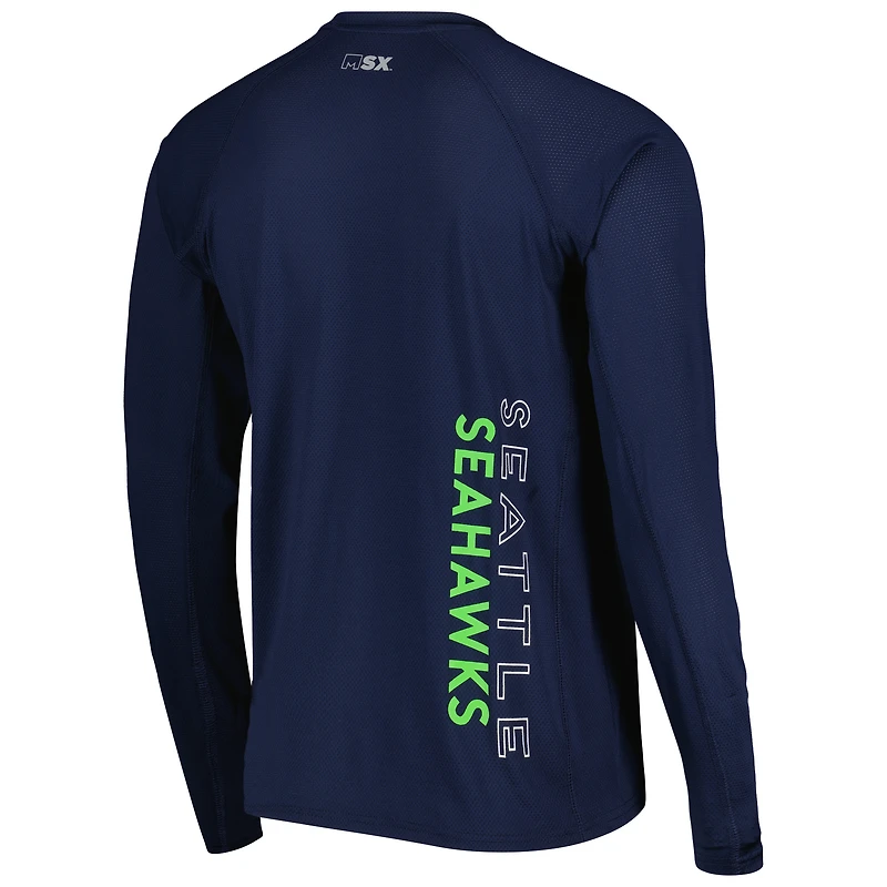 Men's MSX by Michael Strahan College Navy Seattle Seahawks Interval Long Sleeve Raglan T-Shirt
