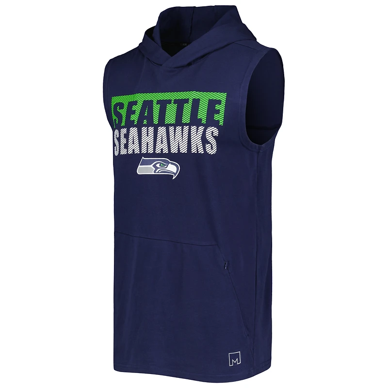 Sweat à capuche sans manches MSX by Michael Strahan College Navy Seattle Seahawks Relay pour homme