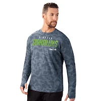 T-shirt à manches longues camouflage bleu marine Seattle Seahawks MSX by Michael Strahan pour homme