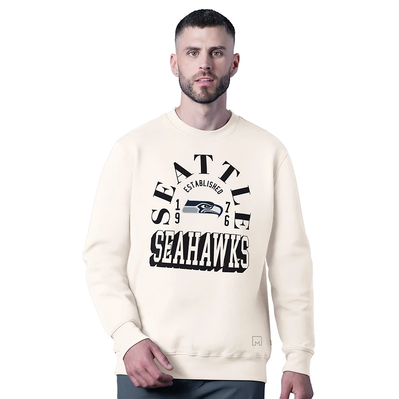 Sweat-shirt blanc MSX by Michael Strahan pour homme, motif tri-mélange des Seattle Seahawks
