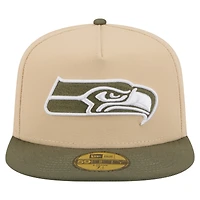 Men's New Era  Beige/Olive Seattle Seahawks Color Pack A-Frame 59FIFTY Fitted Hat