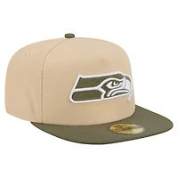 Men's New Era  Beige/Olive Seattle Seahawks Color Pack A-Frame 59FIFTY Fitted Hat