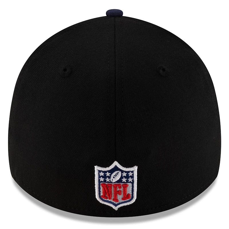 Casquette 39THIRTY Flex New Era noire/bleu marine universitaire pour homme, Seattle Seahawks, draft NFL 2025