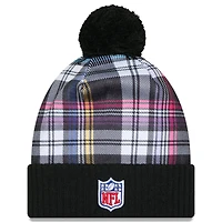 Men's New Era  Black Seattle Seahawks 2024 NFL Crucial Catch Cuffed Knit Hat With Pom