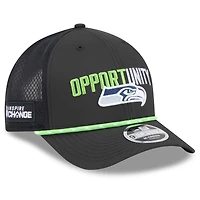 Men's New Era Black Seattle Seahawks 2025 Inspire Change 9FORTY M-Crown Adjustable Hat