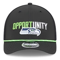 Men's New Era Black Seattle Seahawks 2025 Inspire Change 9FORTY M-Crown Adjustable Hat