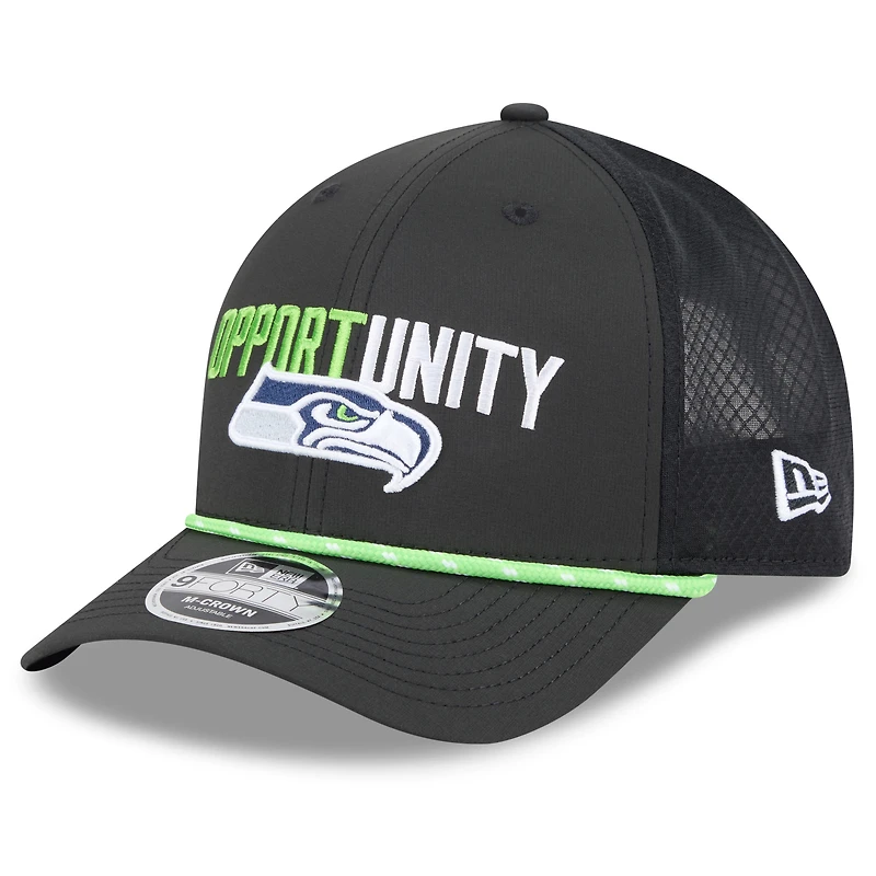 Men's New Era Black Seattle Seahawks 2025 Inspire Change 9FORTY M-Crown Adjustable Hat
