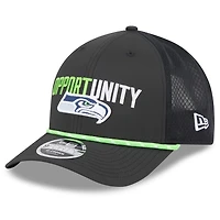 Men's New Era Black Seattle Seahawks 2025 Inspire Change 9FORTY M-Crown Adjustable Hat