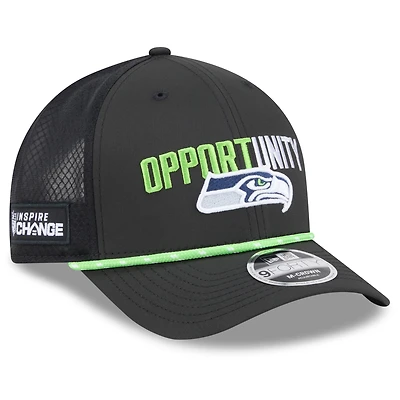Men's New Era Black Seattle Seahawks 2025 Inspire Change 9FORTY M-Crown Adjustable Hat