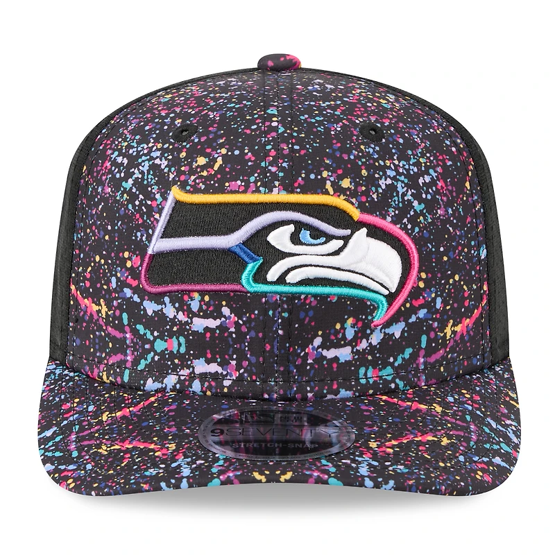 Men's New Era Black Seattle Seahawks 2025 NFL Crucial Catch 9SEVENTY Adjustable Hat