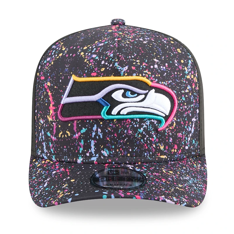 Casquette snapback 9FIFTY Crucial Catch NFL 2025 New Era noire pour homme des Seattle Seahawks