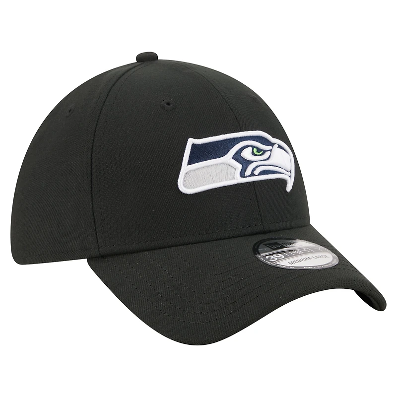 Men's New Era Black Seattle Seahawks Core Team 39THIRTY Flex Hat