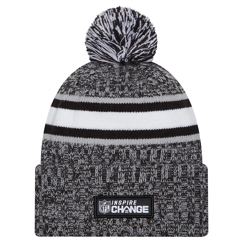 Men's New Era Black Seattle Seahawks Inspire Change Cuffed Knit Hat with Pom