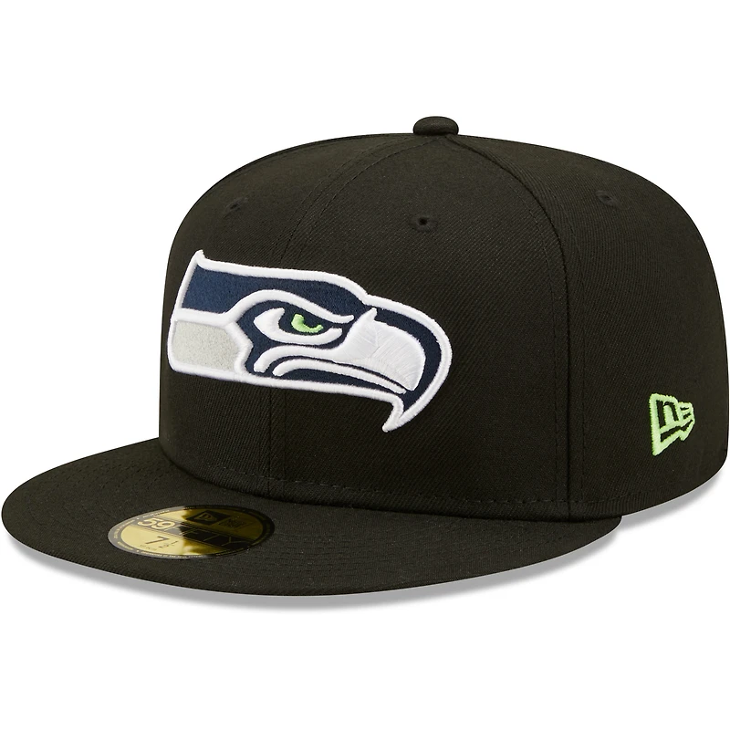 Casquette ajustée Seattle Seahawks Omaha 59FIFTY New Era pour homme, noir