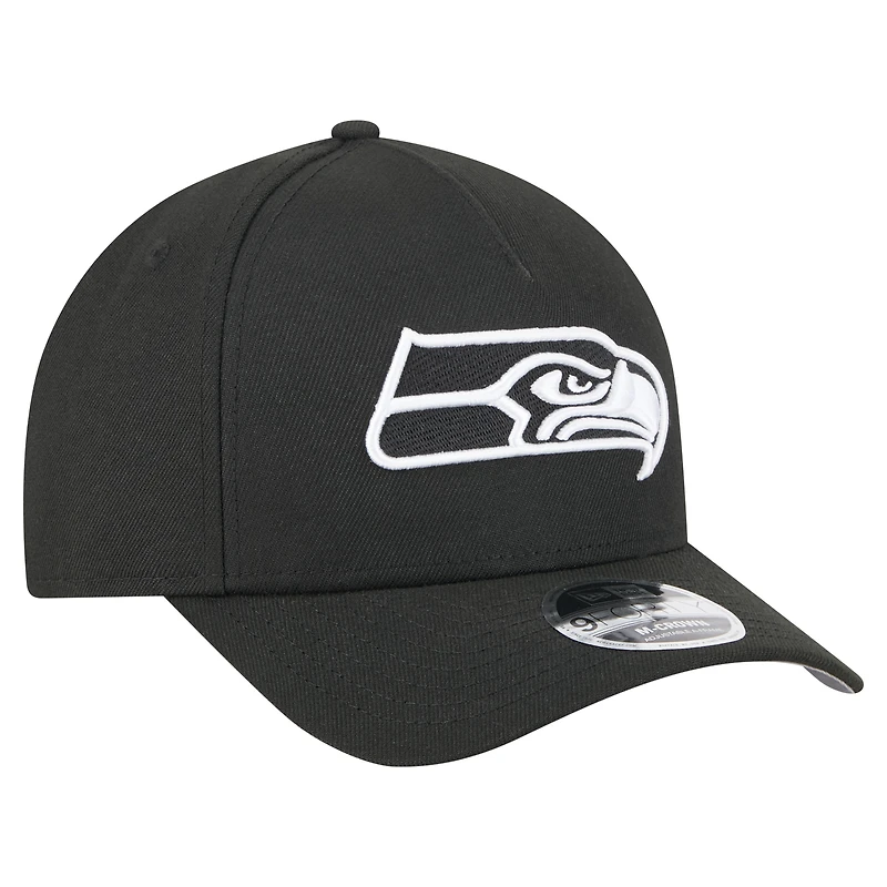 Men's New Era  Black Seattle Seahawks Team Collection 9FORTY M-Crown A-Frame Adjustable Hat