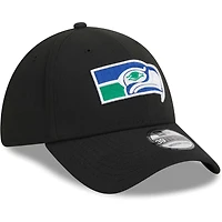 Casquette Flex New Era Seattle Seahawks Throwback Main 39THIRTY pour homme, noire