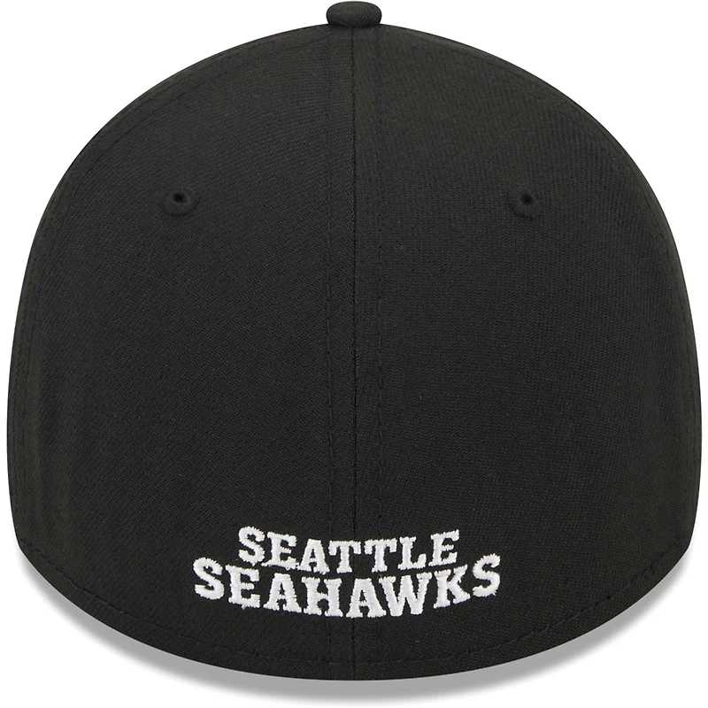 Casquette Flex New Era Seattle Seahawks Throwback Main 39THIRTY pour homme, noire