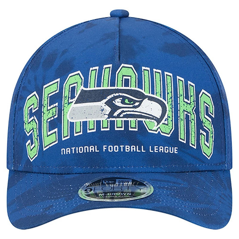 Men's New Era Blue Seattle Seahawks Tie Dye Fade 9Forty M-Crown A-Frame Adjustable Hat