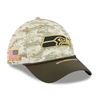 Casquette 39THIRTY Flex New Era pour homme, camouflage/vert foncé, Seattle Seahawks 2025 Salute to Service