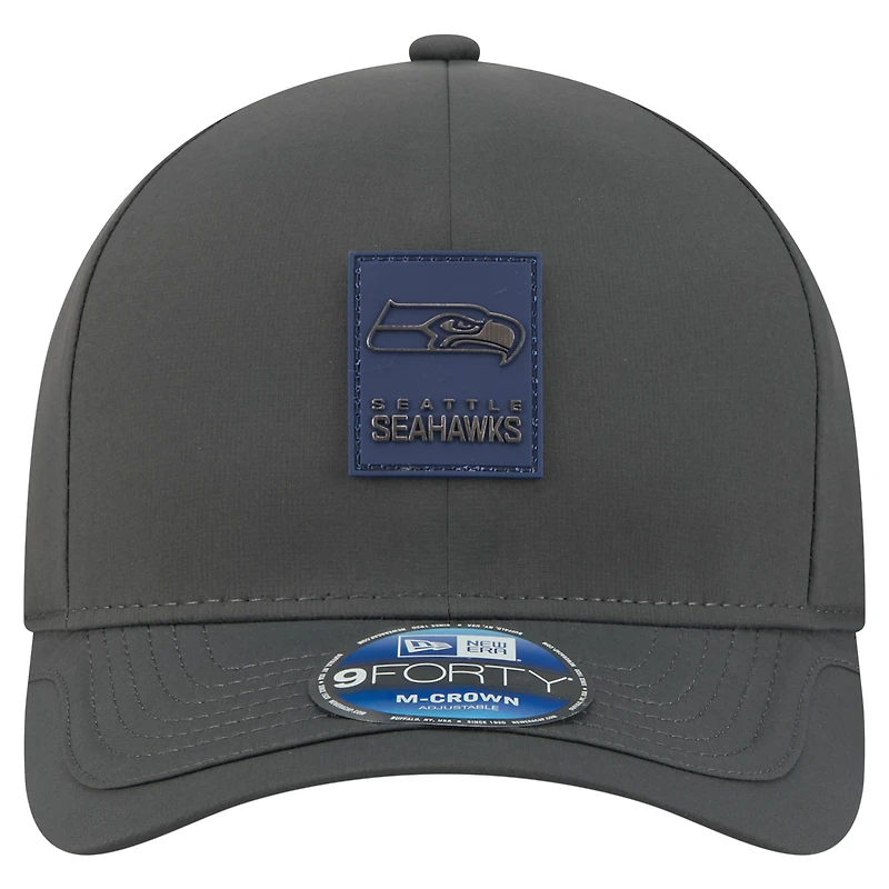 Casquette ajustable New Era 9FORTY M-Crown pour homme, couleur anthracite, Seattle Seahawks 2025, idéale pour les temps froids.