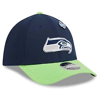 Men's New Era  College Navy/Neon Green Seattle Seahawks 2026 NFL Draft 39THIRTY M-Crown Flex Hat