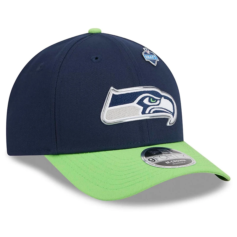 Men's New Era  College Navy/Neon Green Seattle Seahawks 2026 NFL Draft 9FORTY M-Crown Adjustable Hat