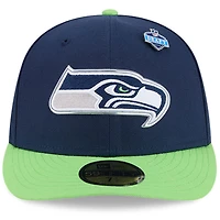 Casquette New Era College pour homme, bleu marine/vert fluo, Seattle Seahawks, draft NFL 2026, modèle 59FIFTY pré-courbé