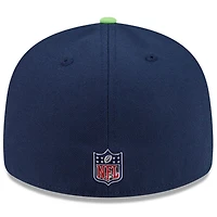 Casquette New Era College pour homme, bleu marine/vert fluo, Seattle Seahawks, draft NFL 2026, modèle 59FIFTY pré-courbé