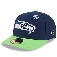 Casquette New Era College pour homme, bleu marine/vert fluo, Seattle Seahawks, draft NFL 2026, modèle 59FIFTY pré-courbé