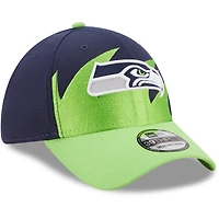 New Era College Navy/Neon Green Seattle Seahawks Surge 39THIRTY pour hommes - Casquette flex