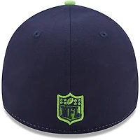 New Era College Navy/Neon Green Seattle Seahawks Surge 39THIRTY pour hommes - Casquette flex