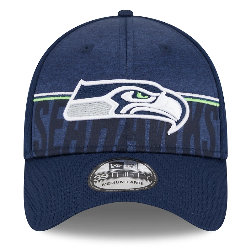 Men's New Era  College Navy Seattle Seahawks 2023 NFL Training Camp 39THIRTY Flex Hat