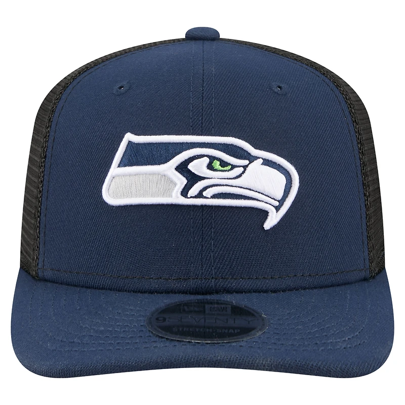 Casquette trucker ajustable New Era College Navy Seattle Seahawks 9SEVENTY pour homme