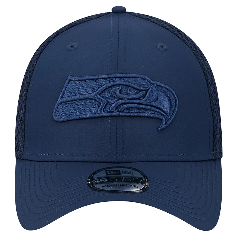Men's New Era College Navy Seattle Seahawks Active Team Tone 39THIRTY Flex Hat