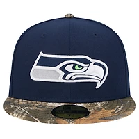 Casquette ajustée 59FIFTY Seattle Seahawks Active bicolore camouflage New Era College Navy pour homme