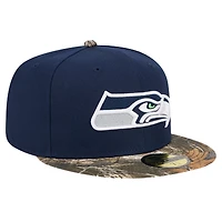 Casquette ajustée 59FIFTY Seattle Seahawks Active bicolore camouflage New Era College Navy pour homme
