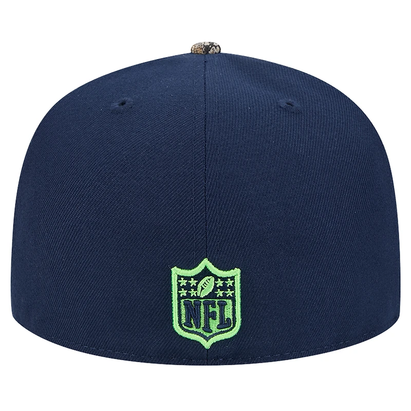 Casquette ajustée 59FIFTY Seattle Seahawks Active bicolore camouflage New Era College Navy pour homme