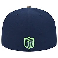 Casquette ajustée 59FIFTY Seattle Seahawks Active bicolore camouflage New Era College Navy pour homme