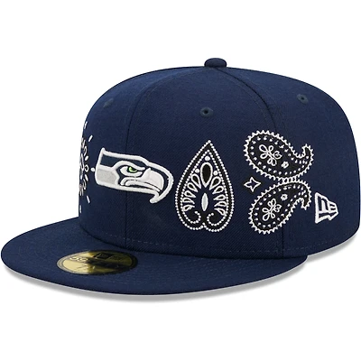 Men's New Era College Navy Seattle Seahawks Bandana 59FIFTY - Fitted Hat