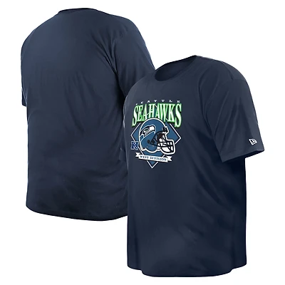 Men's New Era College Navy Seattle Seahawks Big & Tall Helmet Historic Mark T-Shirt