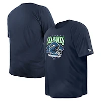 Men's New Era College Navy Seattle Seahawks Big & Tall Helmet Historic Mark T-Shirt