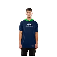 Men's New Era  College Navy Seattle Seahawks Combine Authentic Hooded Raglan Short-Sleeve T-Shirt