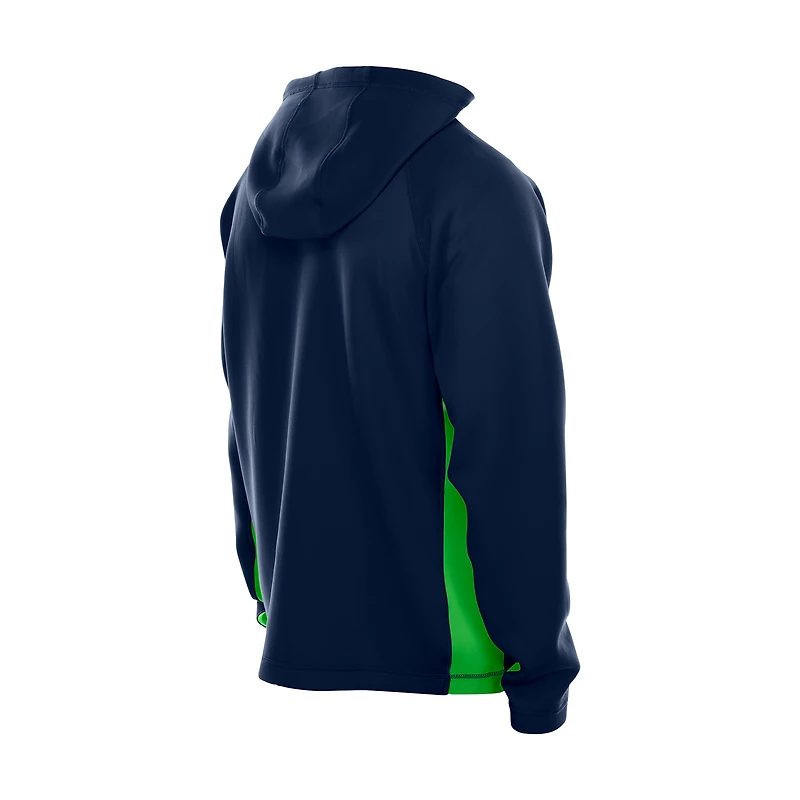 Sweat à capuche entièrement zippé New Era College Navy Seattle Seahawks Combine Authentic Raglan Scuba pour homme