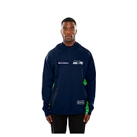 Sweat à capuche entièrement zippé New Era College Navy Seattle Seahawks Combine Authentic Raglan Scuba pour homme
