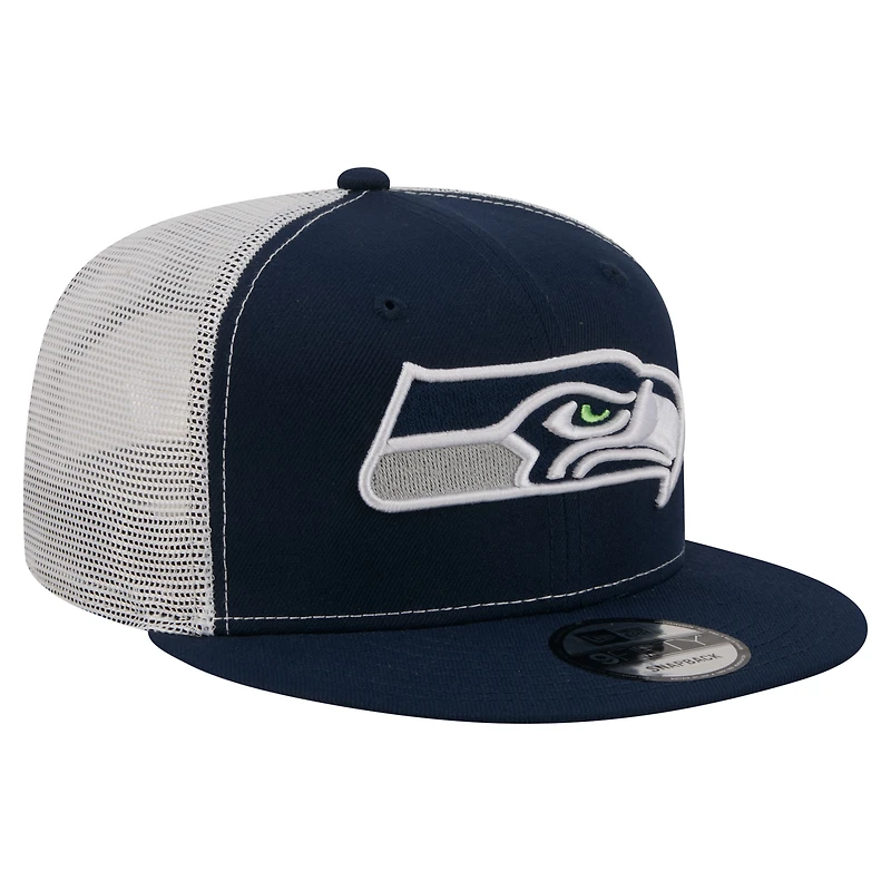 Casquette trucker snapback New Era College Navy Seattle Seahawks Core Team 9FIFTY pour homme