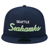 Men's New Era  College Navy Seattle Seahawks Core Team Script 9FIFTY Snapback Hat