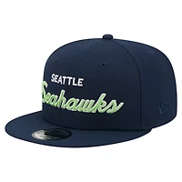 Casquette snapback New Era College Navy Seattle Seahawks Core Team Script 9FIFTY pour homme