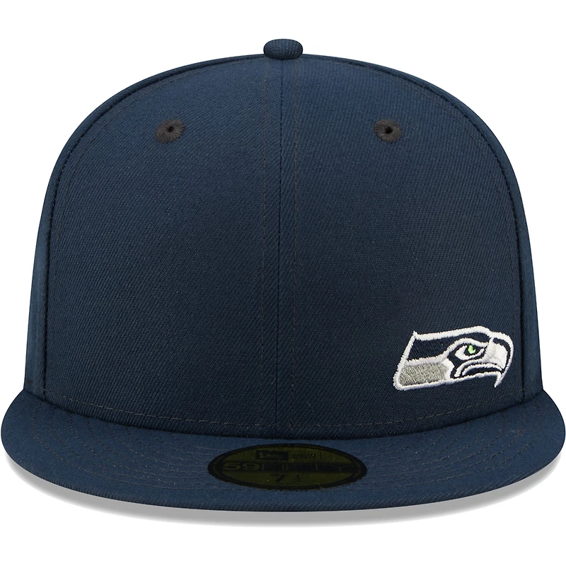 Casquette ajustée 59FIFTY pour homme Seattle Seahawks Flawless New Era College bleu marine